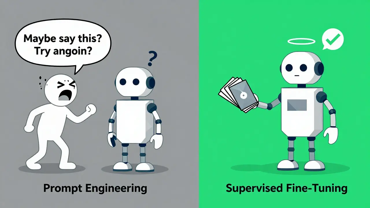 Two paths: chaotic prompting vs. structured fine-tuning with geometric cards