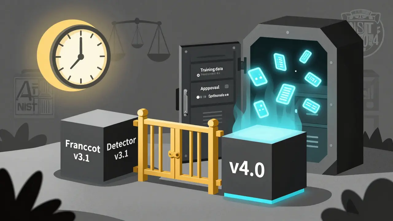 Automated sunset process shutting down an old model while archiving its metadata in a digital tombstone.
