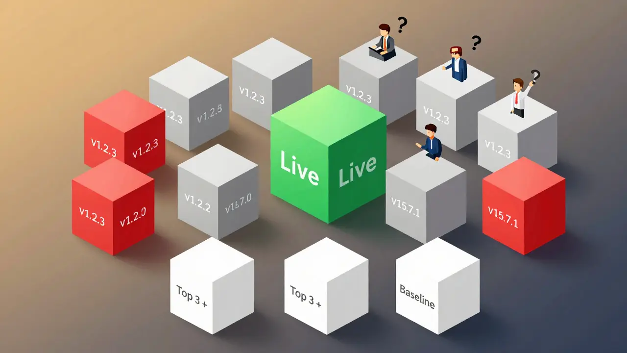 Chaotic array of model versions vs. a clean, minimal registry with only three active models.