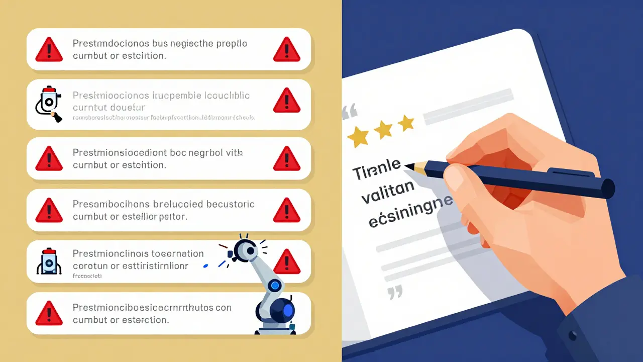 Human editing AI-generated product description with real customer feedback