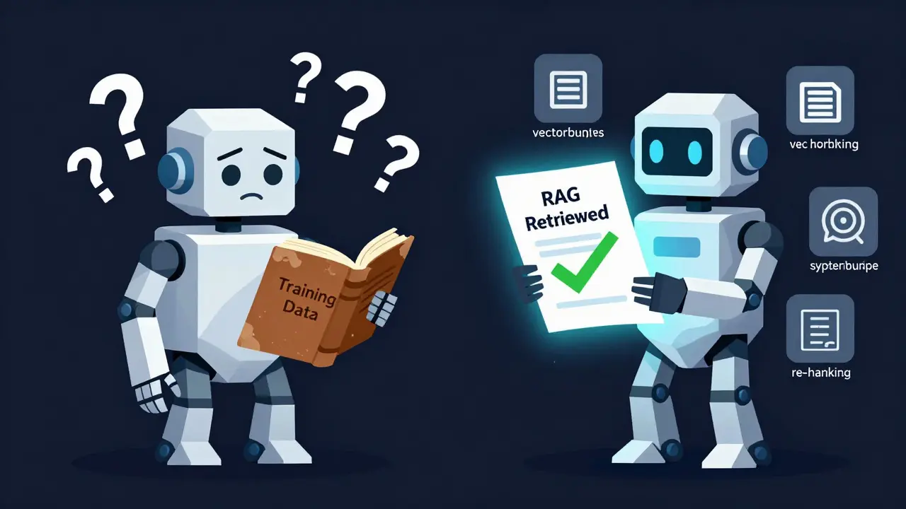 Contrasting wrong AI answer vs accurate RAG-generated response