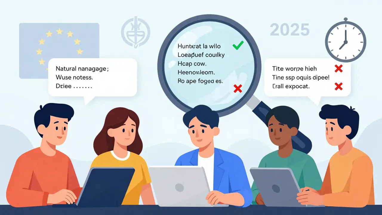 Magnifying glass inspects user inputs for hidden threats in clean geometric style.