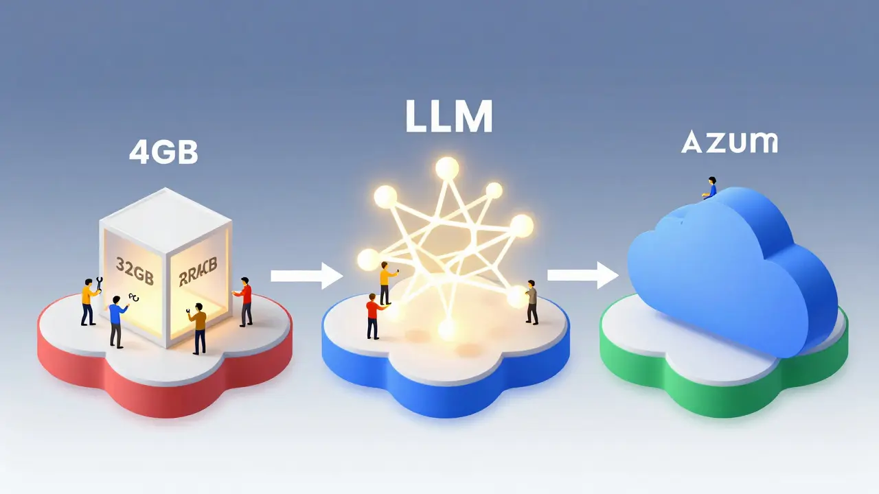 Three cloud platforms with differing memory sizes, trying to fit a large AI model into isolated enclaves.