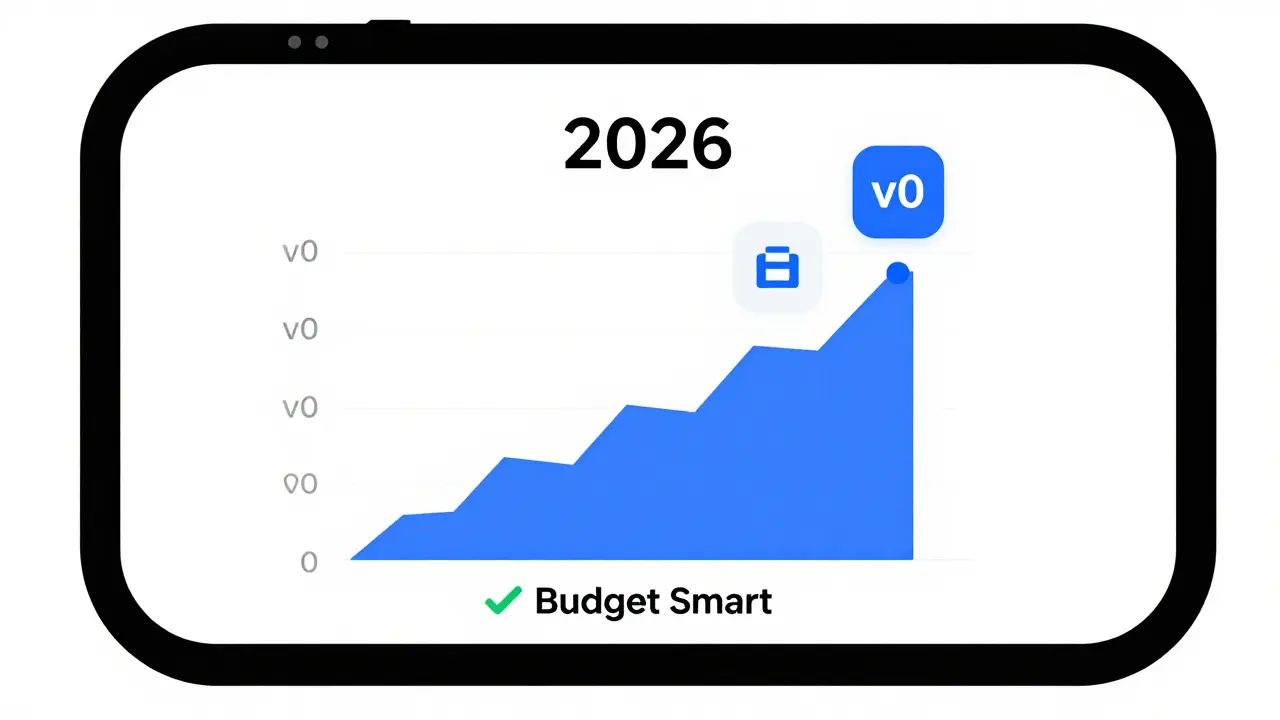 A real-time credit dashboard with usage bar and tool icons, shown in geometric illustration style with electric blue accents.