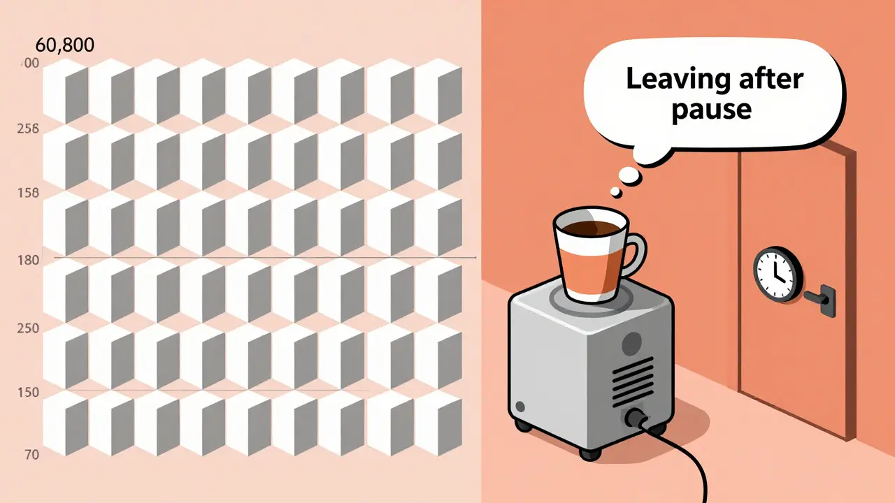 A timeline of video frames with token reductions and an AI interpreting actions like picking up a cup and leaving.