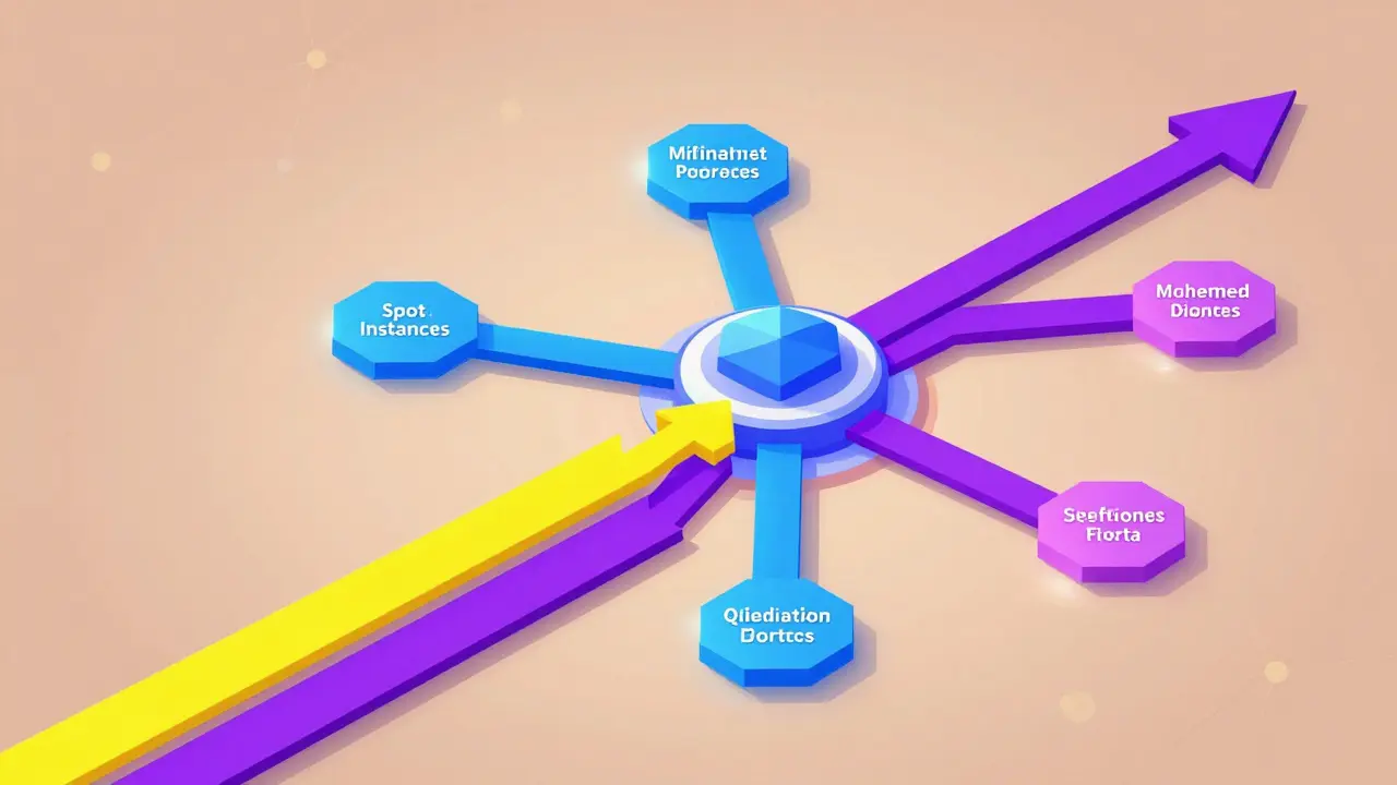 Geometric pathways showing various LLM cost optimization strategies