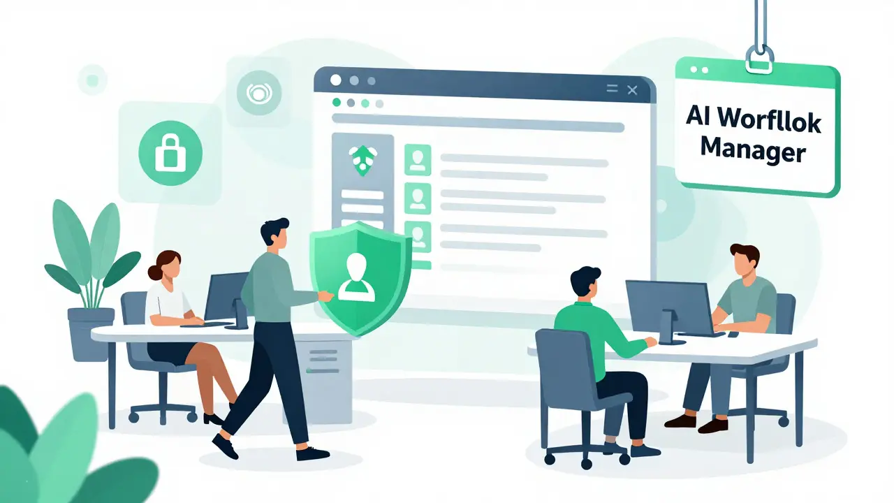 Non-developers build a healthcare app using visual blocks and voice, with HIPAA shields auto-added by AI.