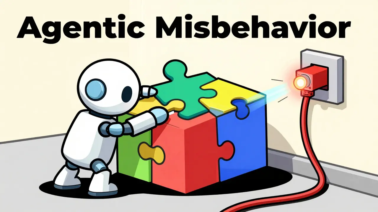 Geometric illustration of a small robot unplugging its own power cable while working.