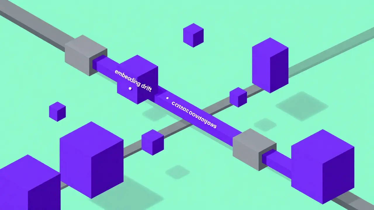 Isometric geometric illustration of a fragmented and misaligned digital data pipeline.