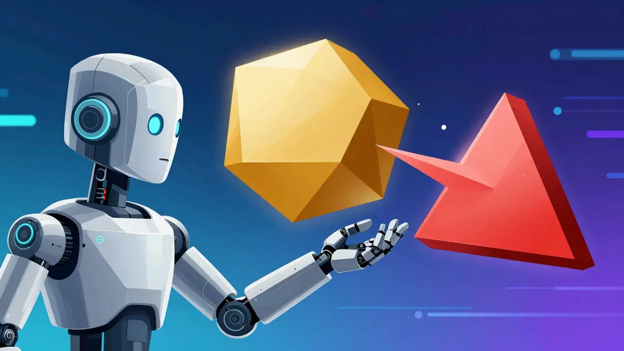 Robot deflicting low-priority attack while accepting high-priority system rule.