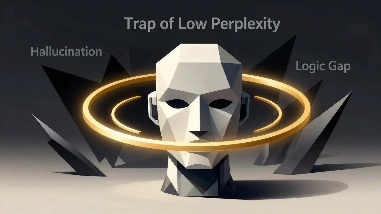 A perfect geometric figure hiding jagged shadows, illustrating the trap of misleading metrics.