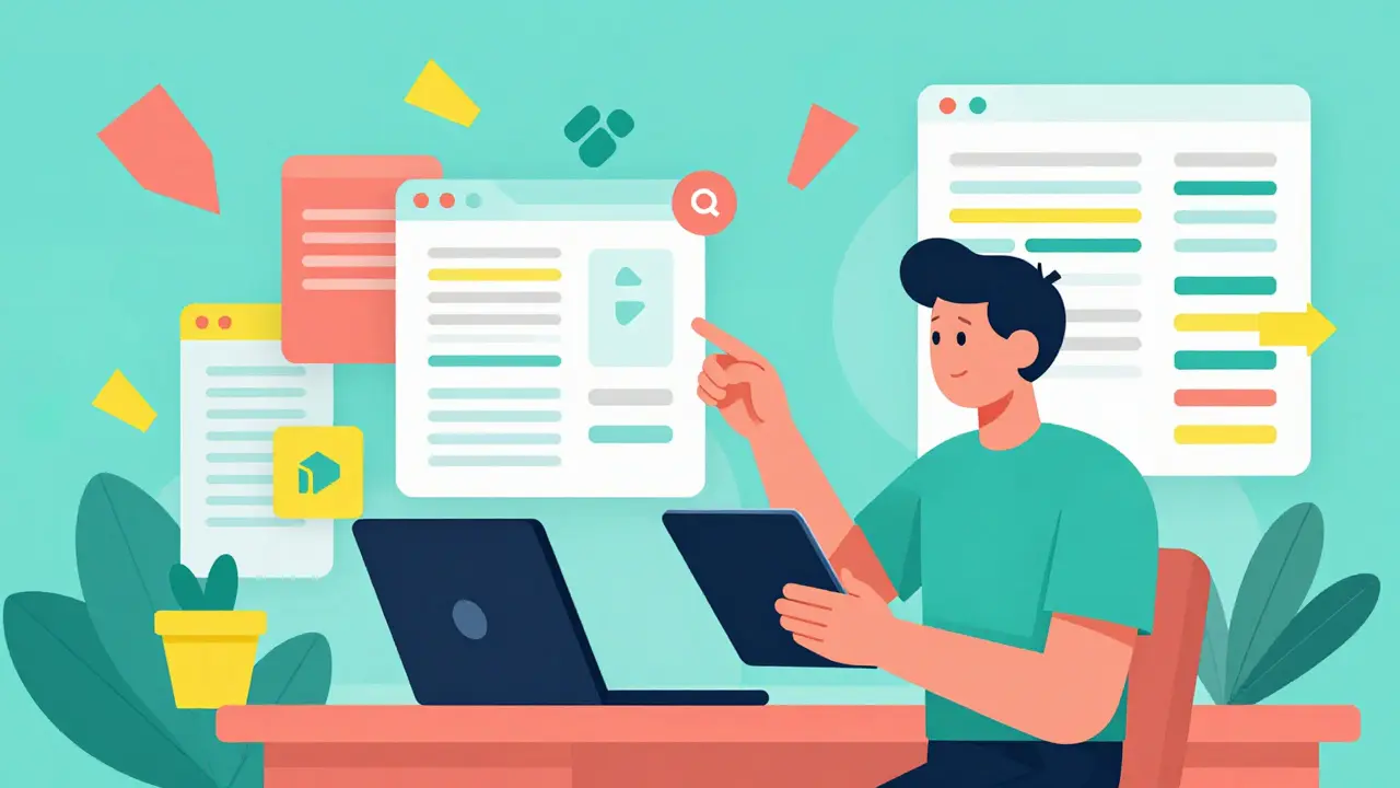 Stylized graphic of a creator rapidly prototyping an app using natural language