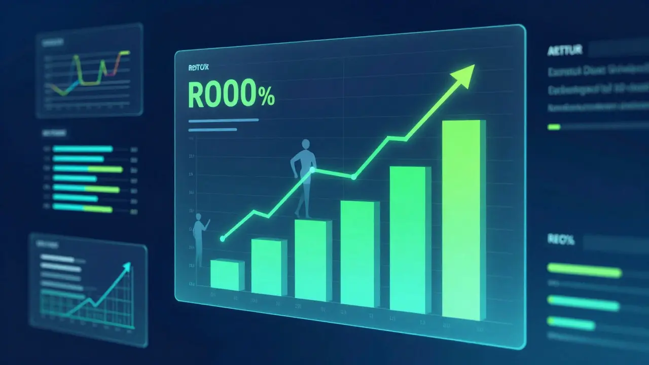 Abstract dashboard showing financial growth and AI efficiency