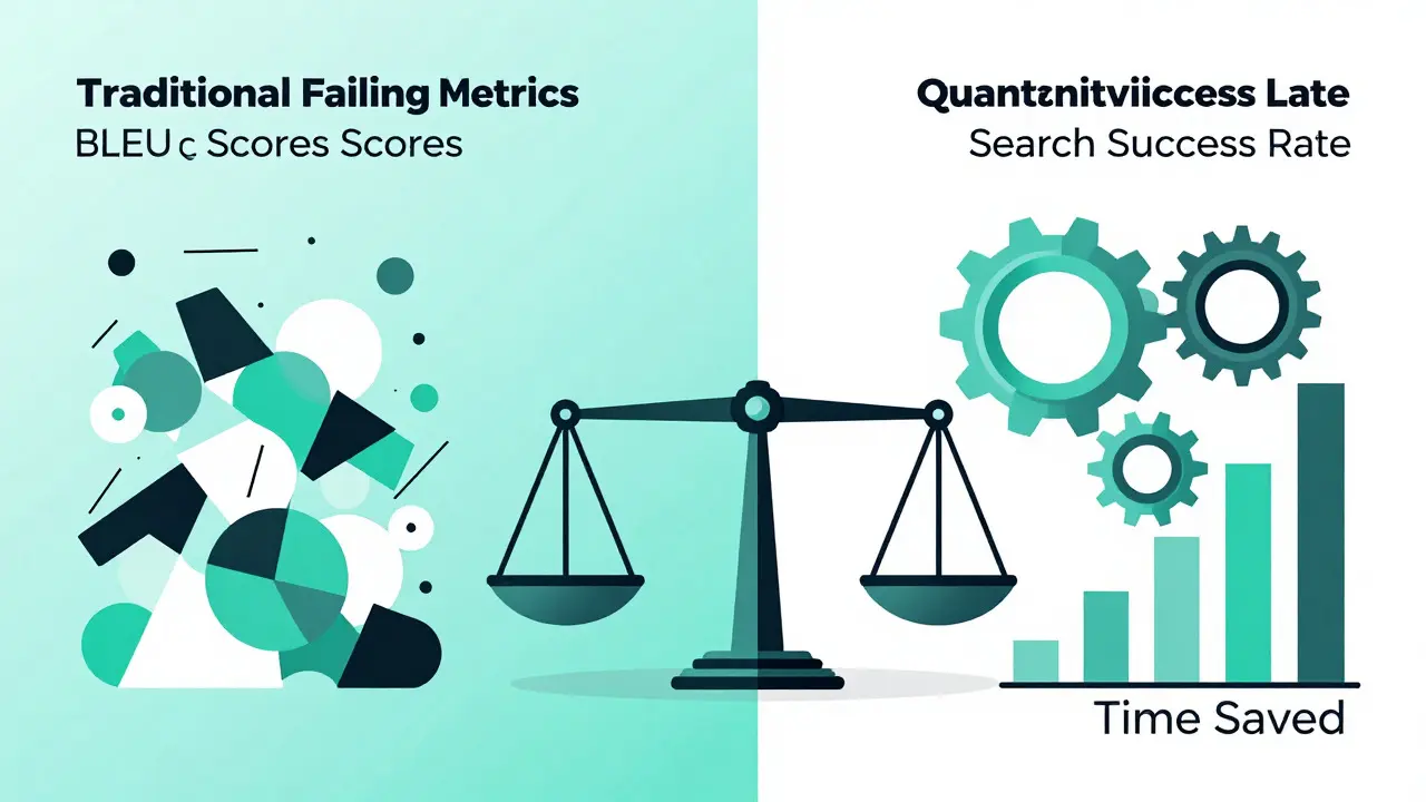 Comparison of chaotic old metrics vs clean geometric LLM KPIs
