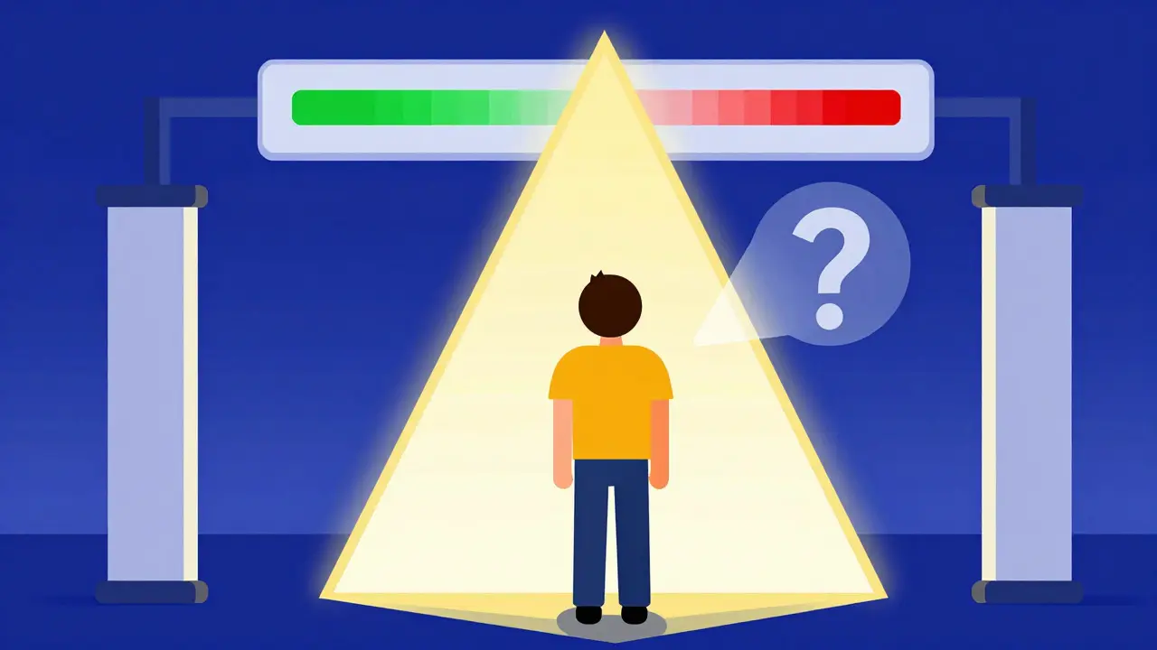 Geometric art showing confidence-based decision gate with abstention