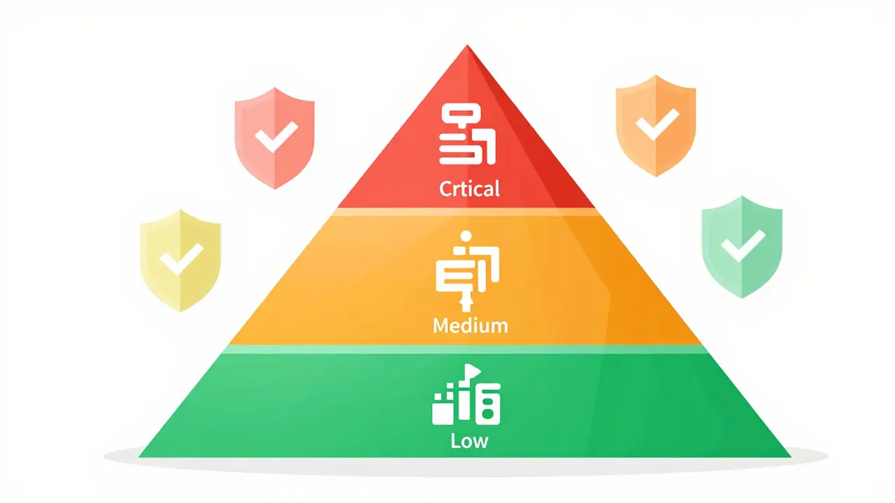 Three-tiered pyramid illustrating risk-based test coverage targets
