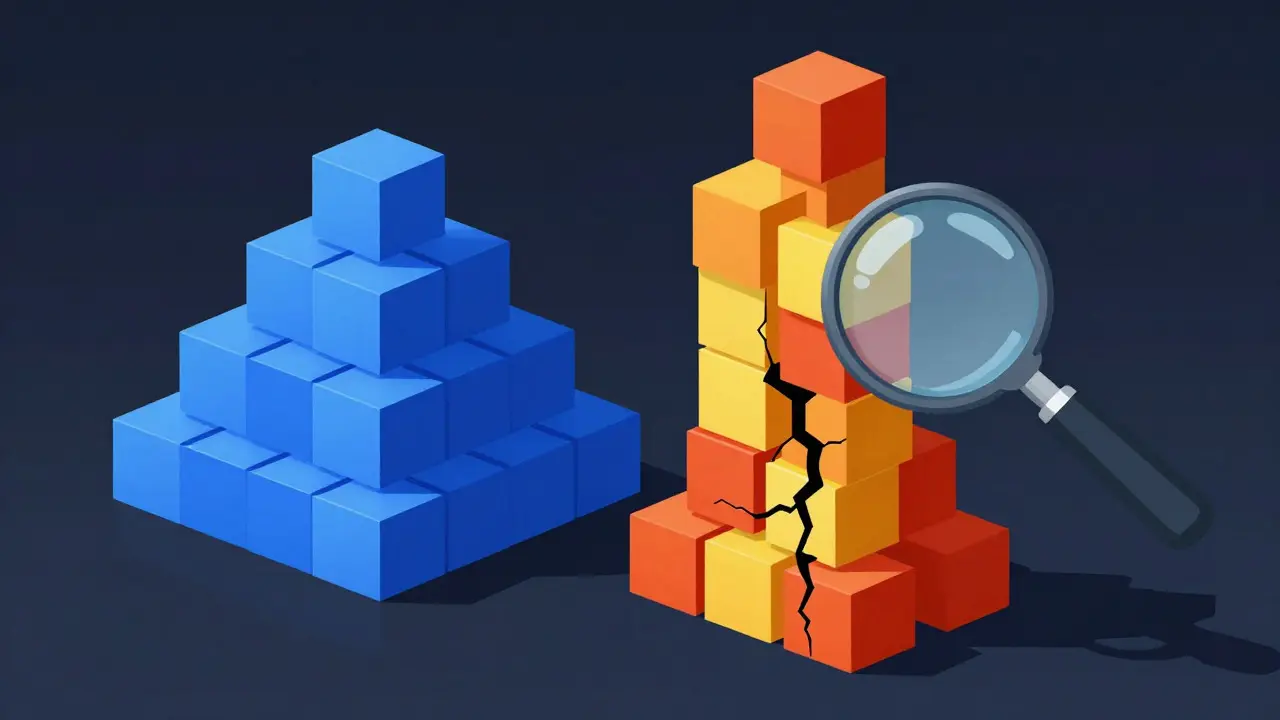 Comparison of stable human code vs unstable AI code