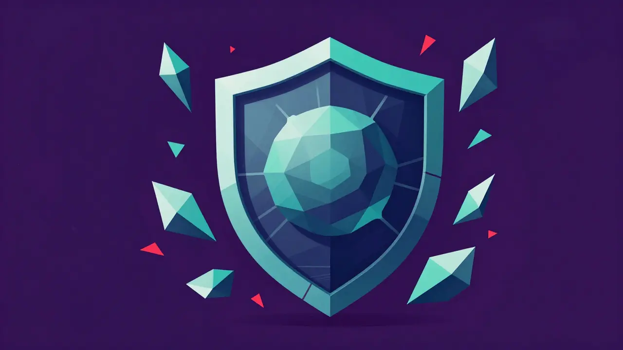 Geometric shield protecting data core from fragmented threat shapes
