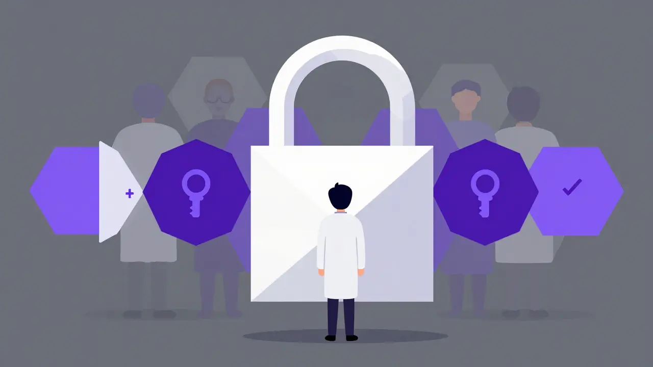 Stylized illustration of a researcher facing a complex geometric lock system representing restricted digital access.