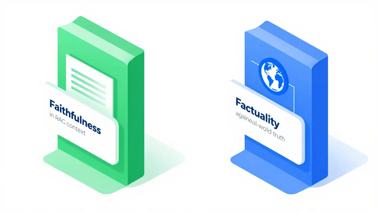 Two pillars comparing faithfulness and factuality metrics