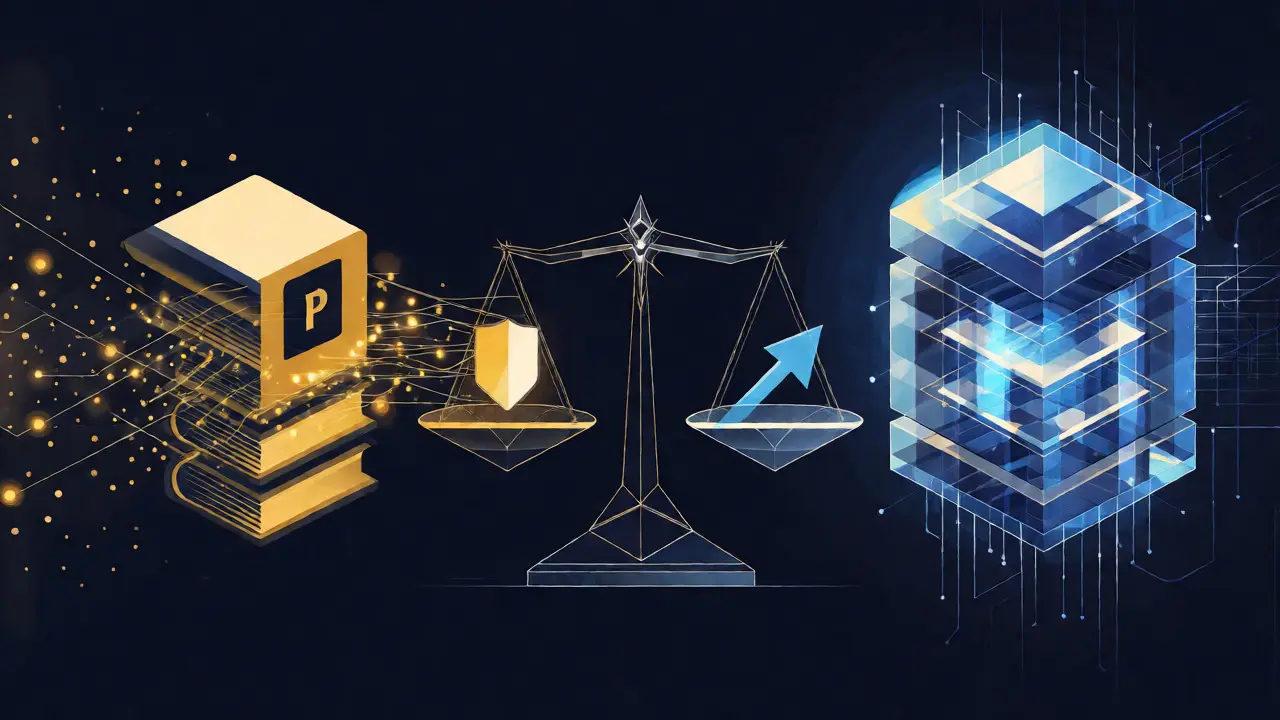 Publisher icons exchanging golden light particles with a crystalline AI server structure.