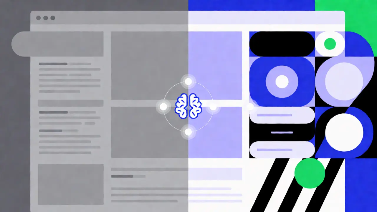 Static web layout transforming into an adaptive, personalized interface via AI