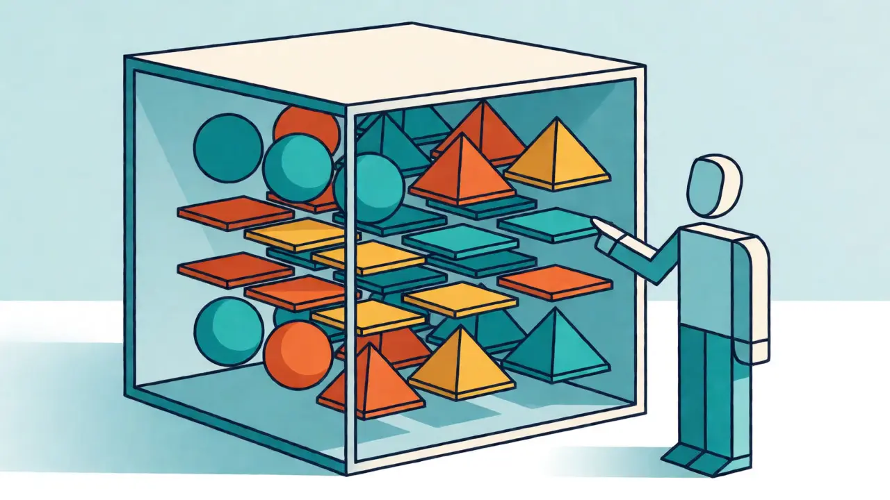 Stylized geometric cube representing an organized AI inventory and documentation system.