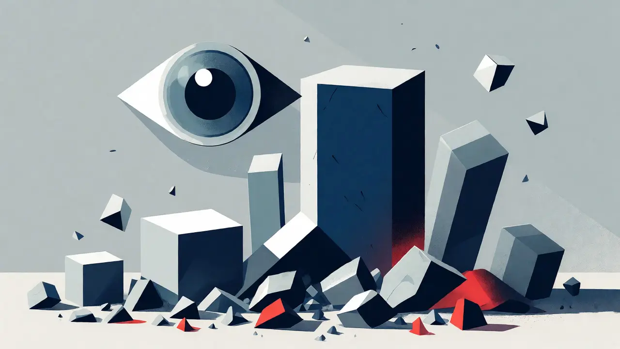 Abstract geometric shapes varying in size to visualize AI confidence levels.