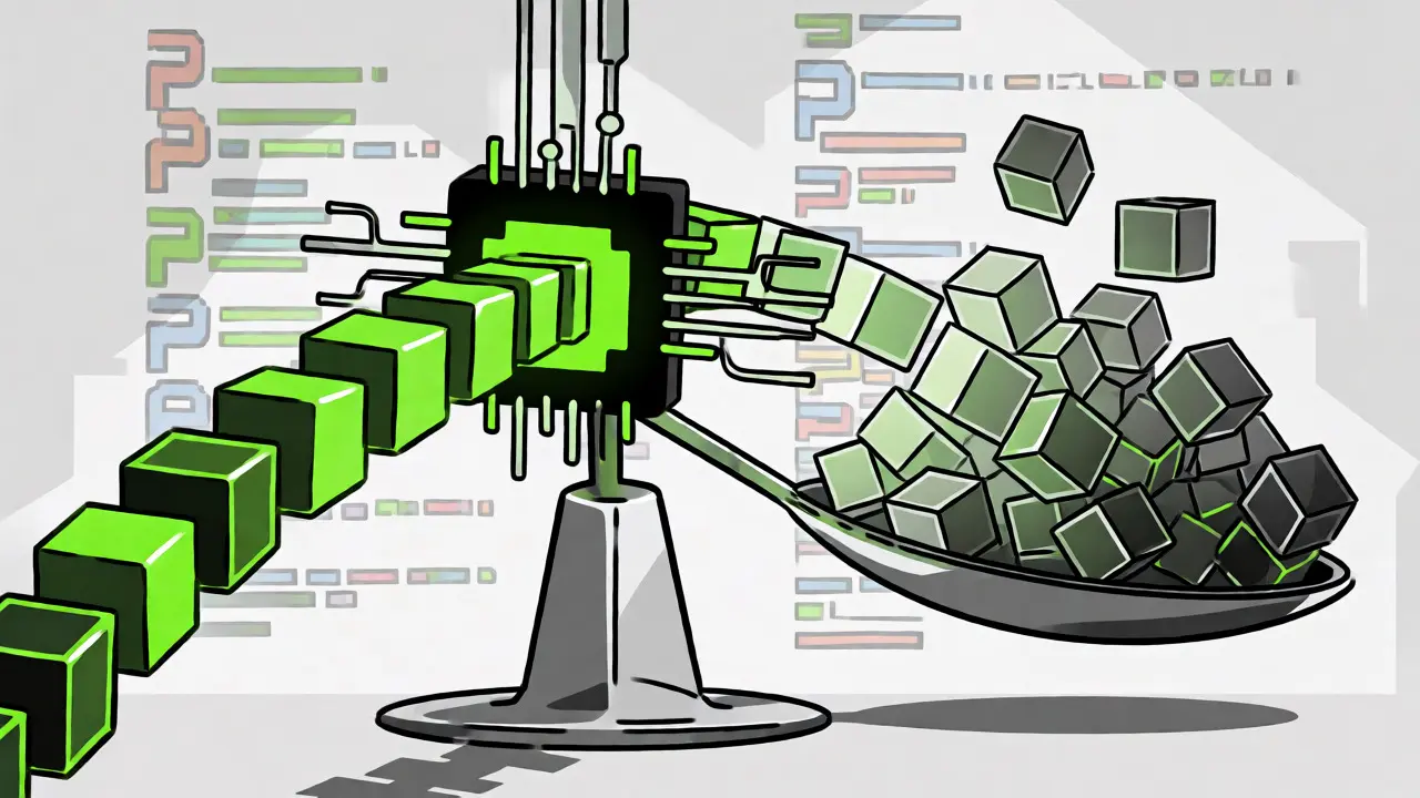 Abstract geometric visualization of high API costs caused by excessive think tokens in reasoning models.