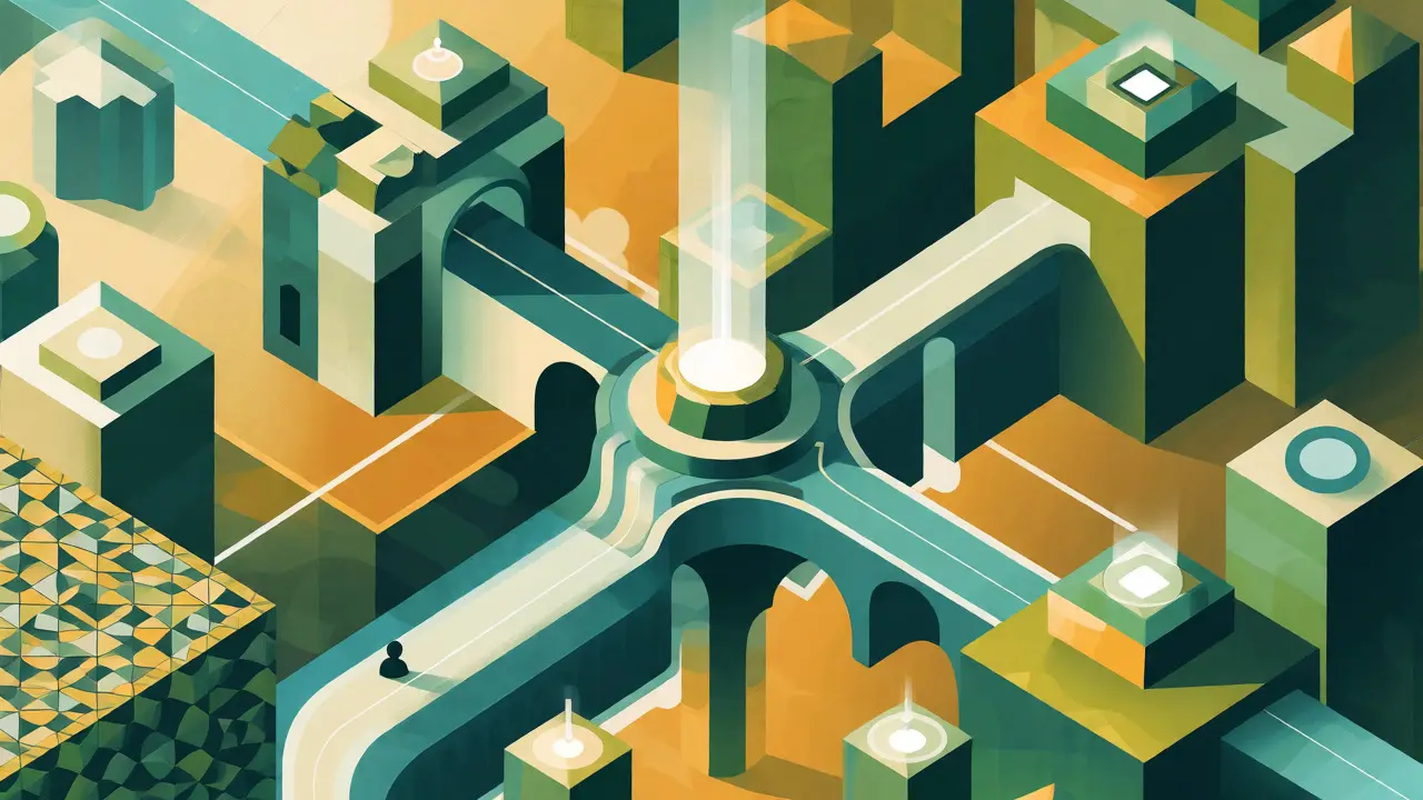 Harmonious geometric network showing aligned public sector AI systems